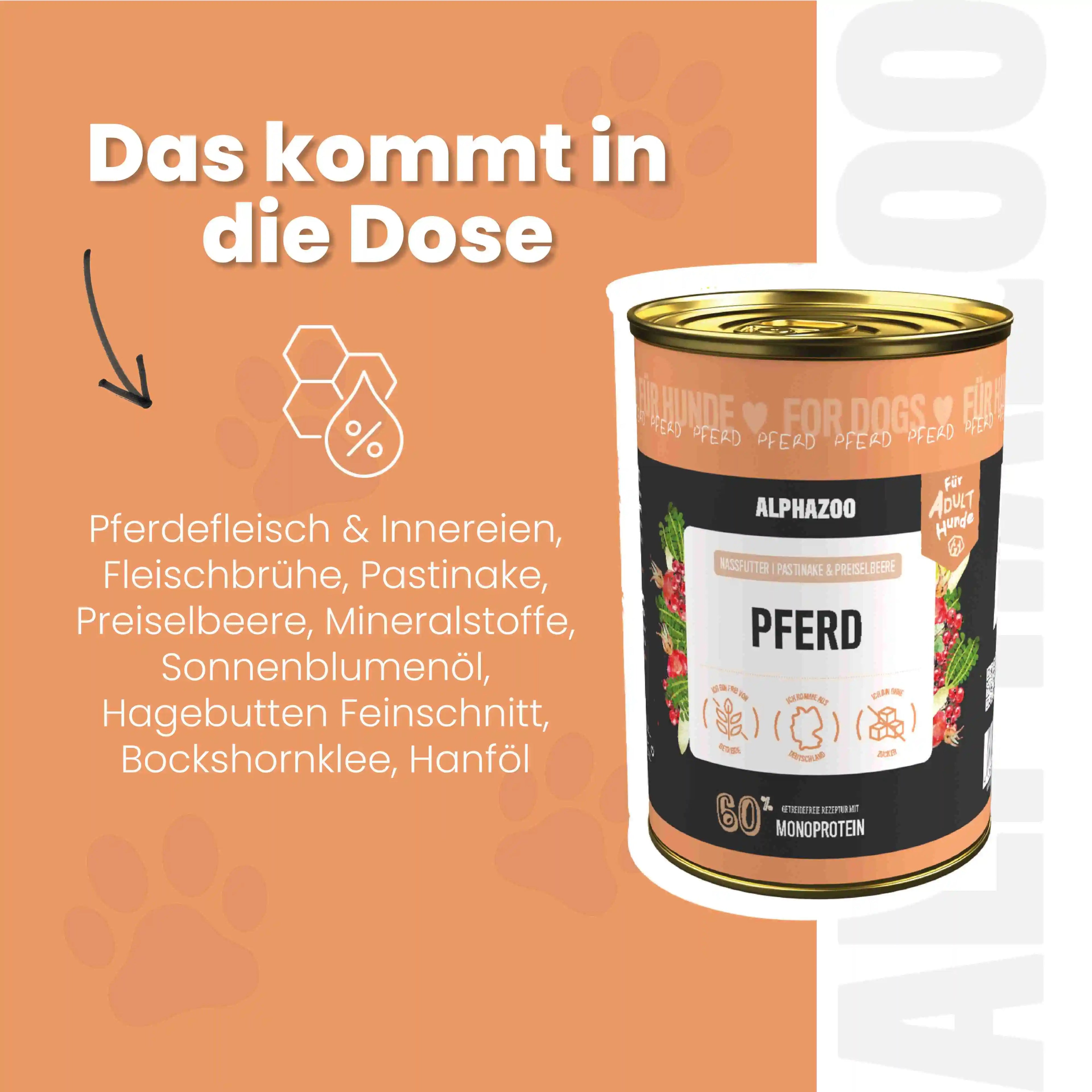 Monoprotein horse wet food for dogs