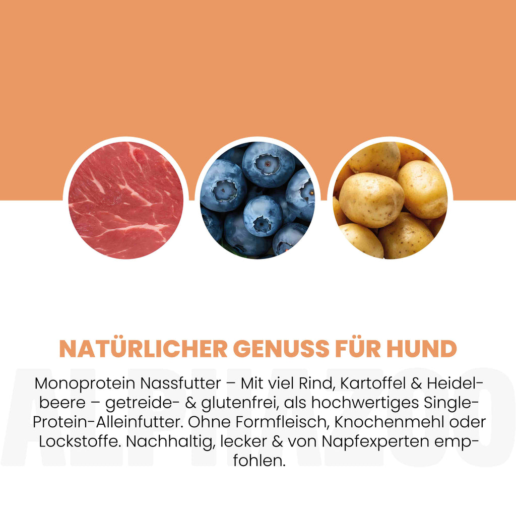 Monoprotein beef wet food for dogs